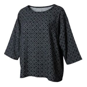 Collection Privēe? Navy Printed Cotton Linen Top Made In Italy Size Medium